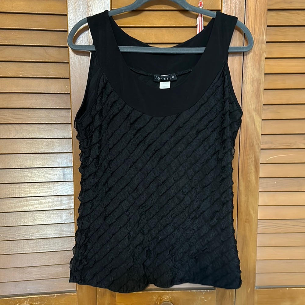Ruffle Black Tank